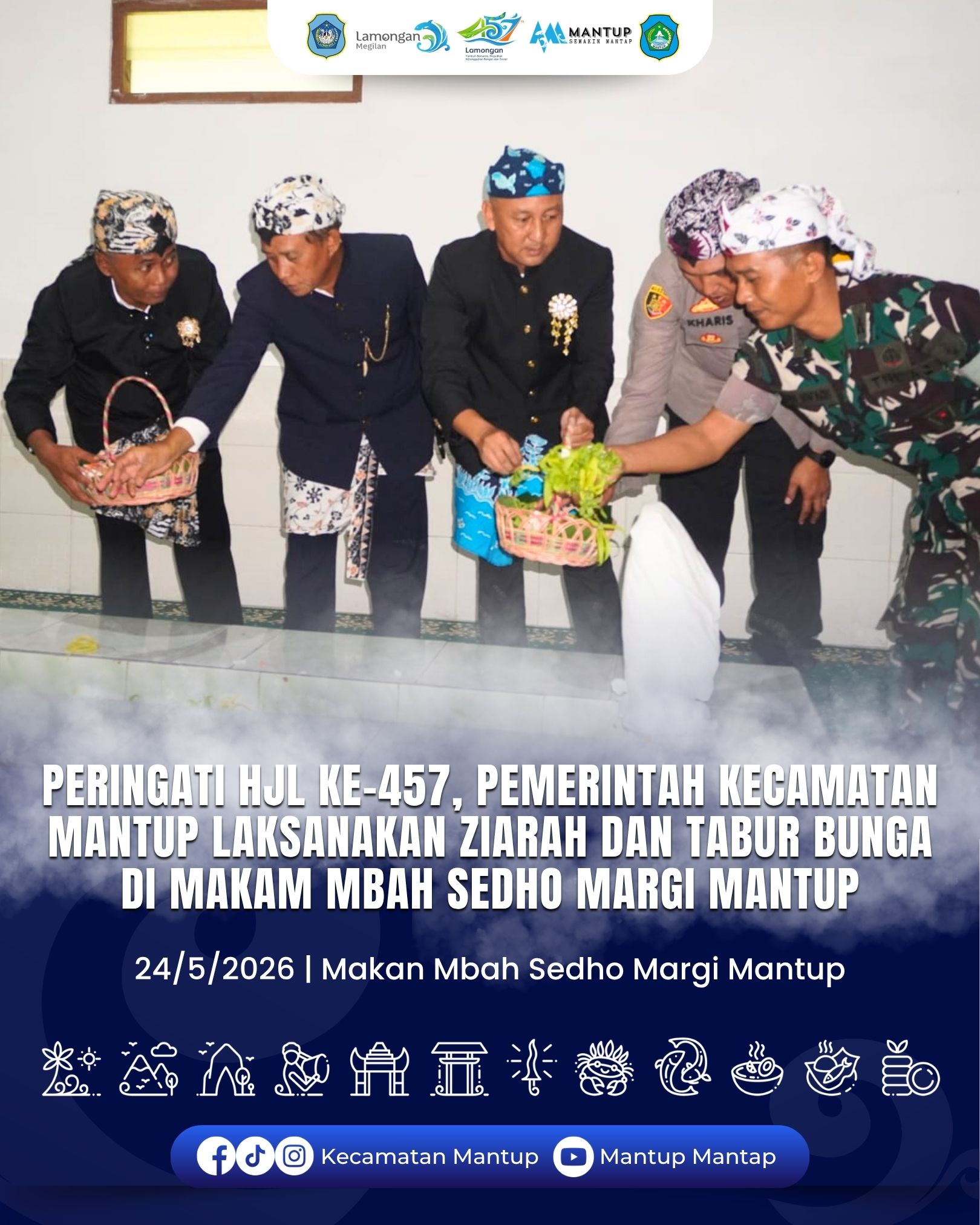 Foto: Peringati HJL ke-457, Pemerintah Kecamatan Mantup Laksanakan Ziarah dan Tabur Bunga di Makam Mbah Sedho Margi Mantup