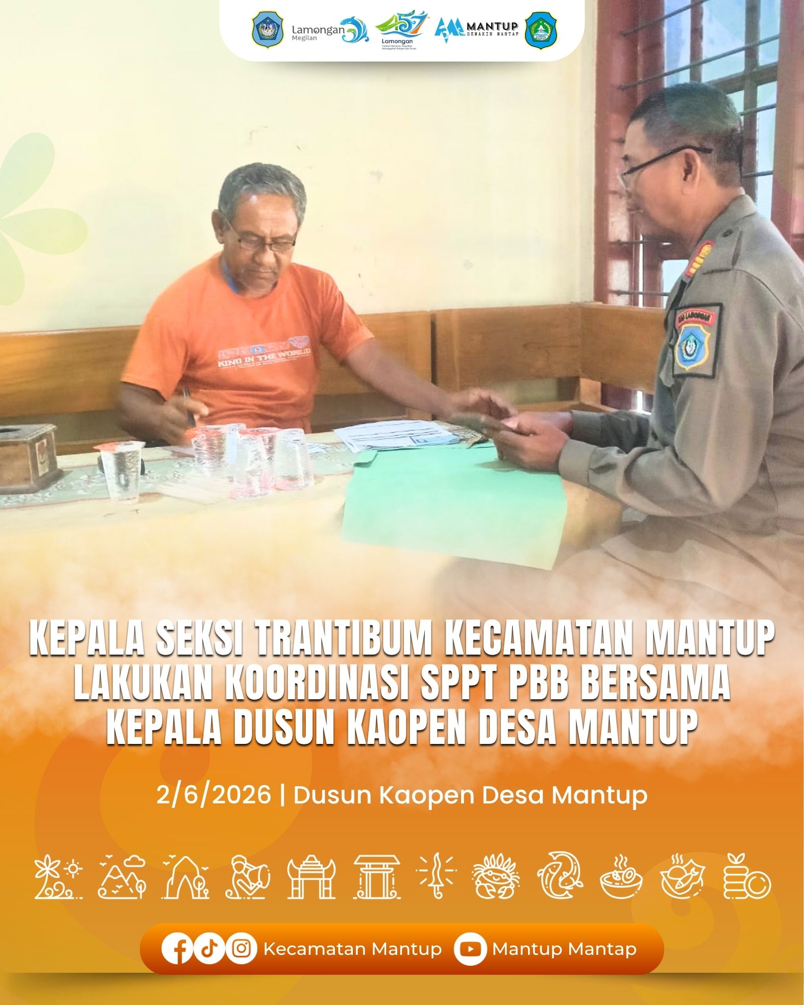 Foto: Kepala Seksi Trantibum Kecamatan Mantup Lakukan Koordinasi SPPT PBB Bersama Kepala Dusun Kaopen Desa Mantup