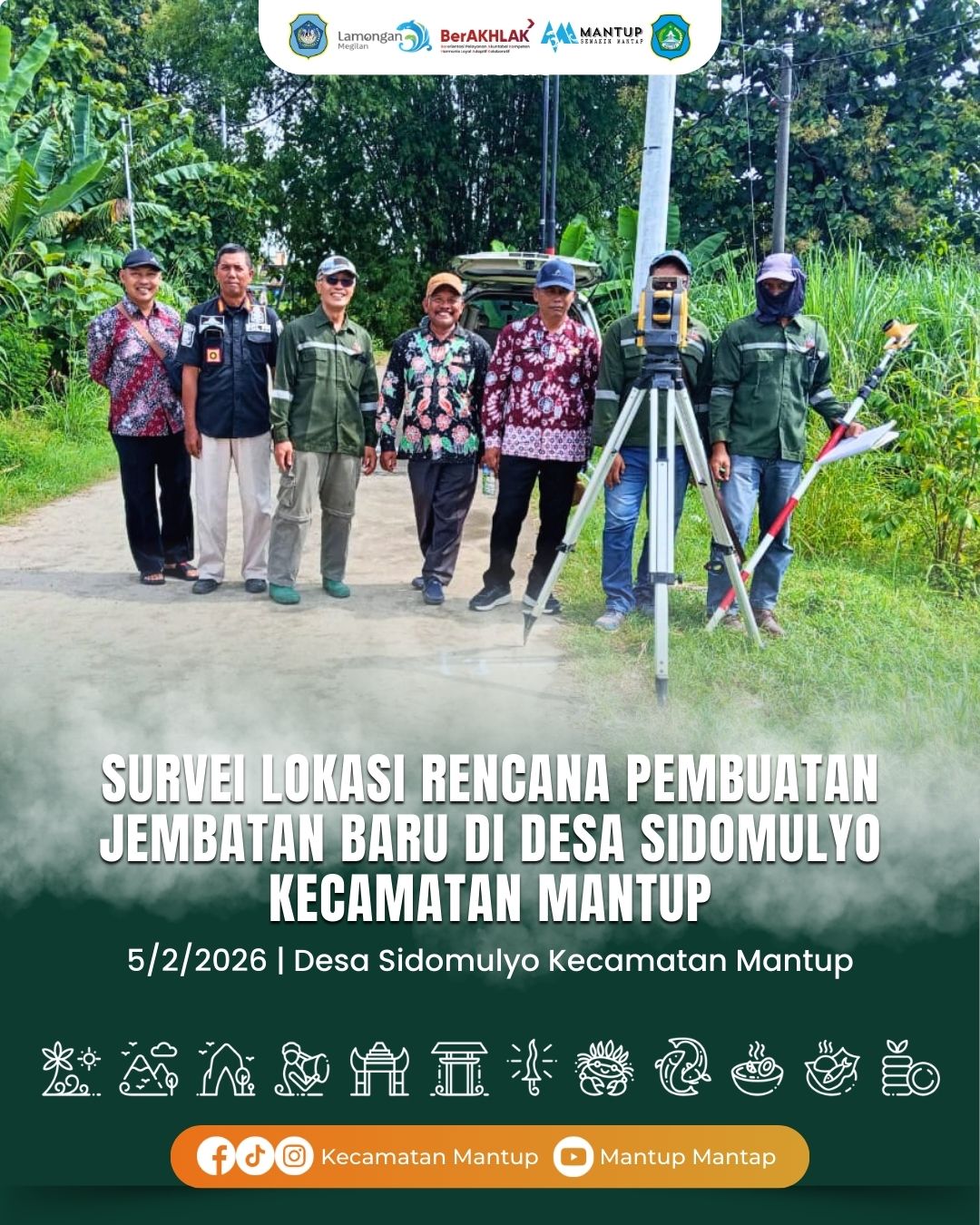 Foto: Survei Lokasi Rencana Pembuatan Jembatan Baru di Desa Sidomulyo Kecamatan Mantup