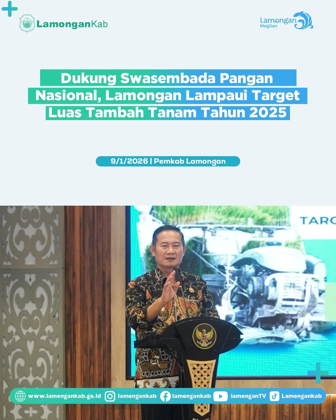 Foto: Dukung Swasembada Pangan Nasional, Lamongan Lampaui Target Luas Tambah Tanam Tahun 2025