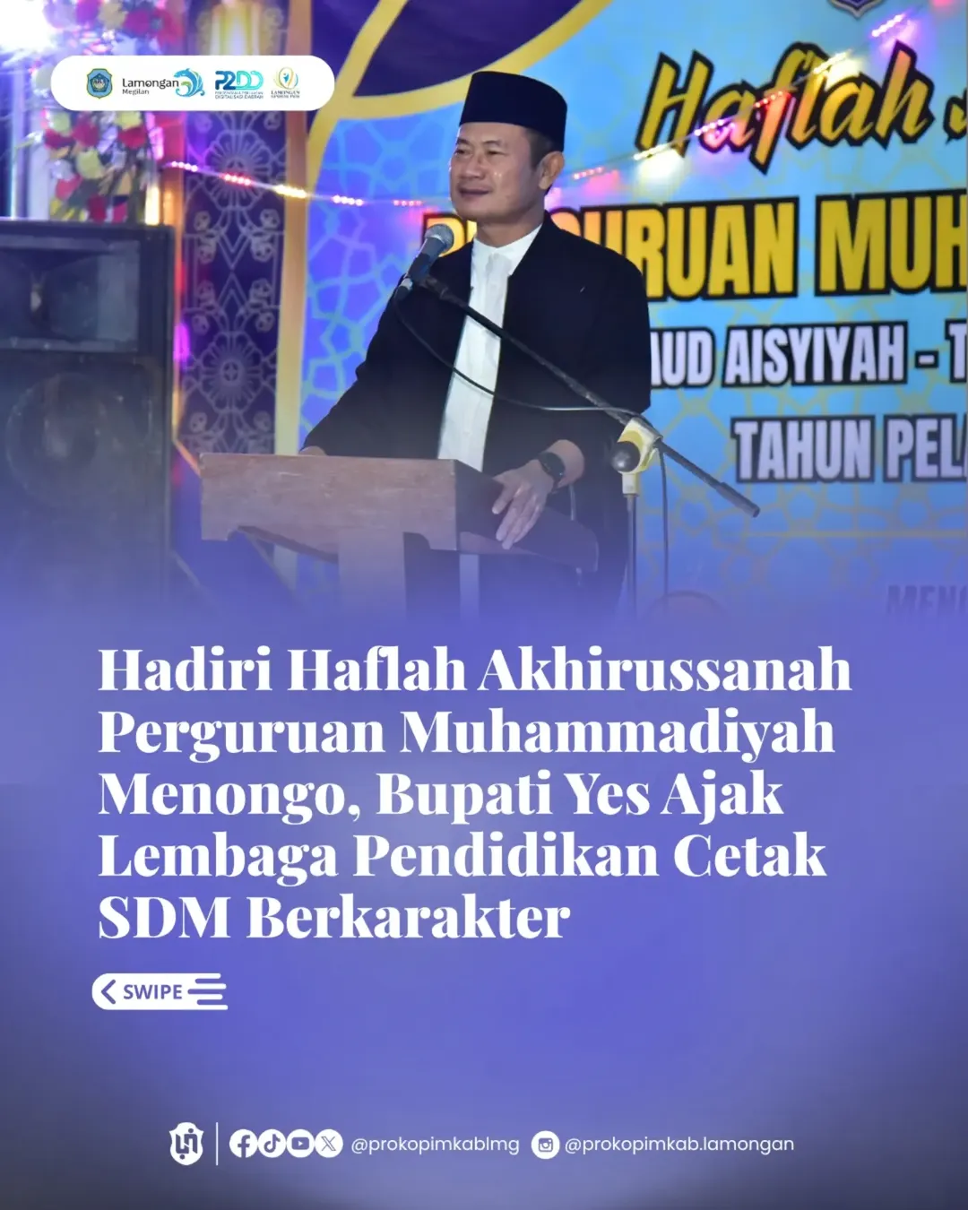 Foto: Hadiri Haflah Akhirussanah Perguruan Muhammadiyah Menongo, Bupati Yes Ajak Lembaga Pendidikan Cetak SDM Berkarakter