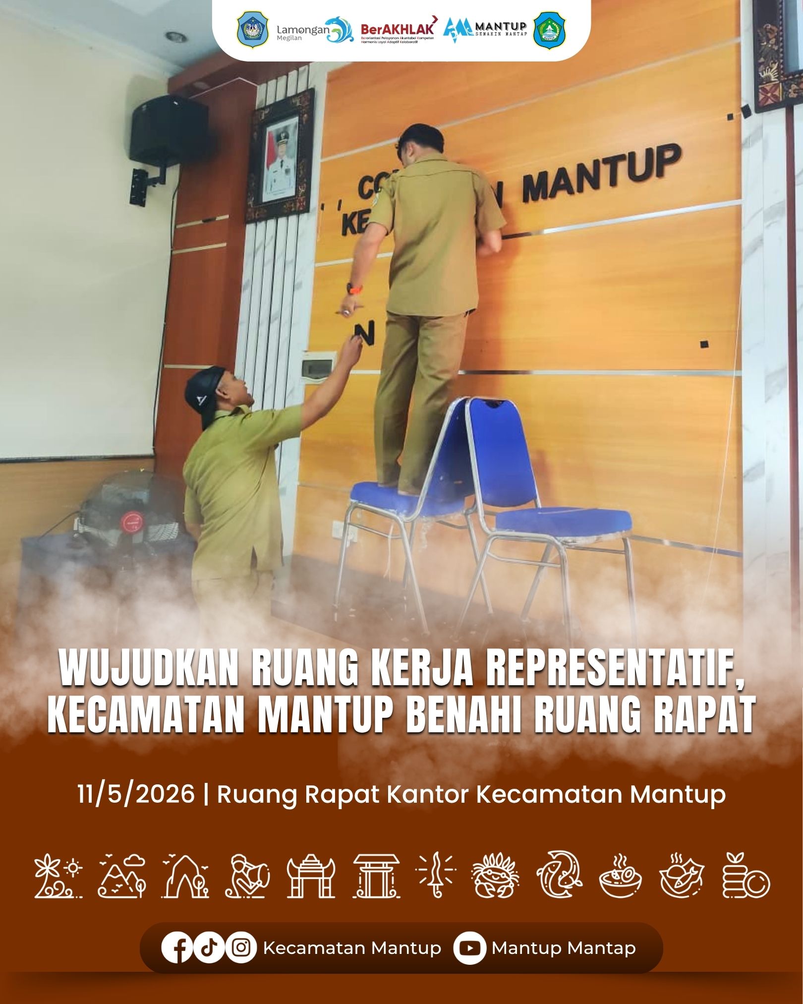 Foto: Wujudkan Ruang Kerja Representatif, Kecamatan Mantup Benahi Ruang Rapat
