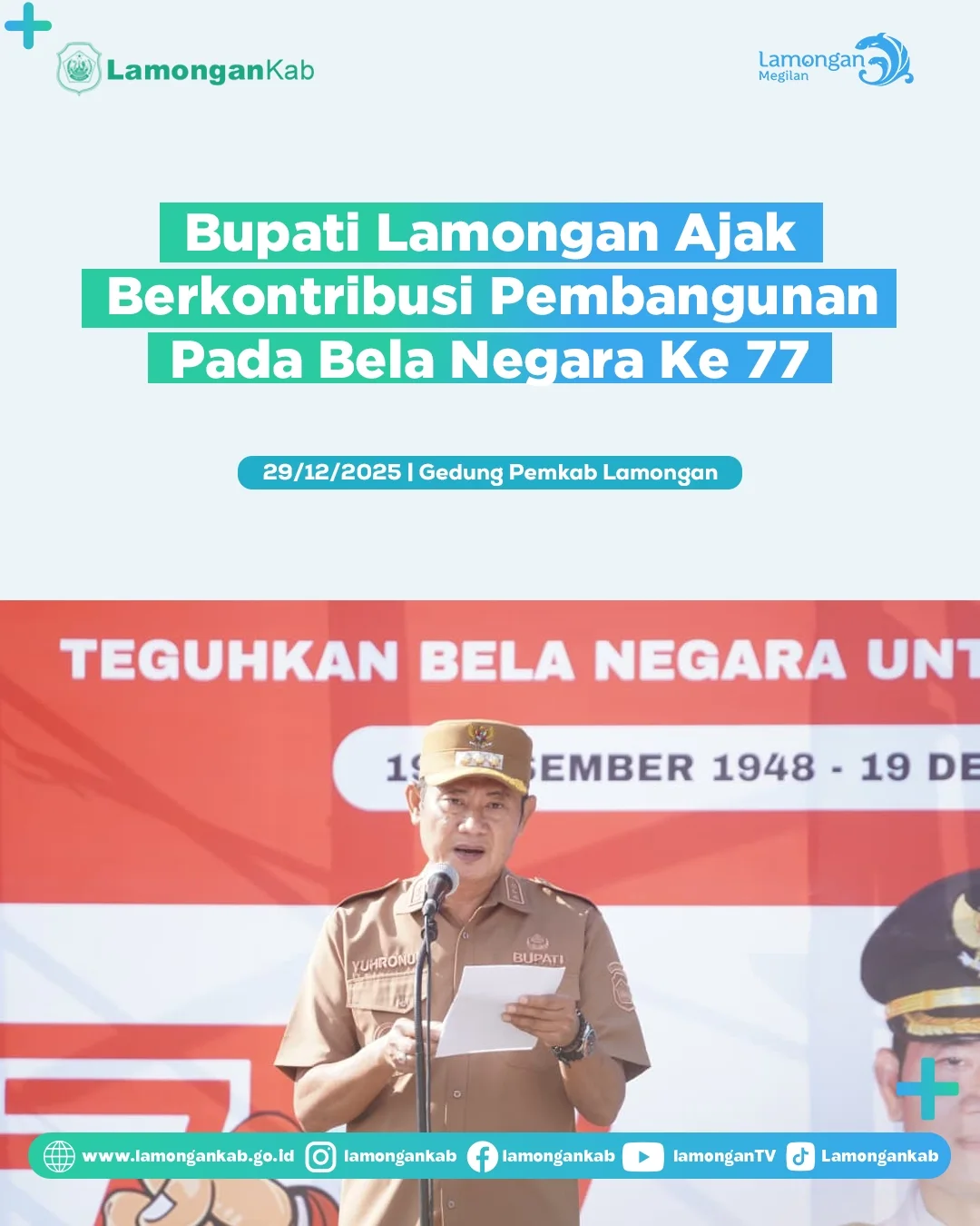 Foto: Bupati Lamongan Ajak Berkontribusi Pembangunan Pada Bela Negara Ke 77