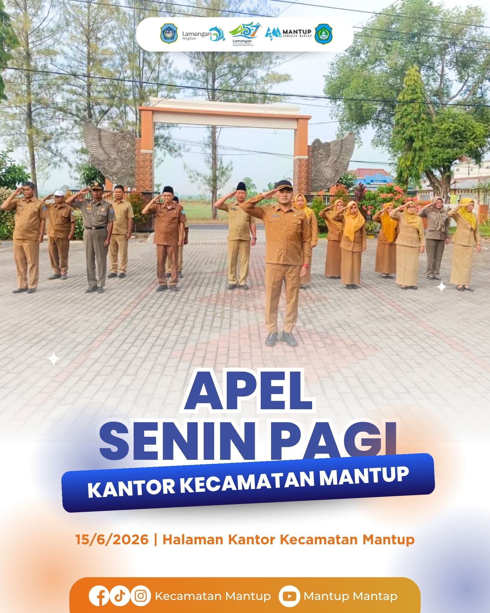 Foto: Apel Senin Pagi, Sekcam Mantup Tekankan Pentingnya Koordinasi Antar Bidang