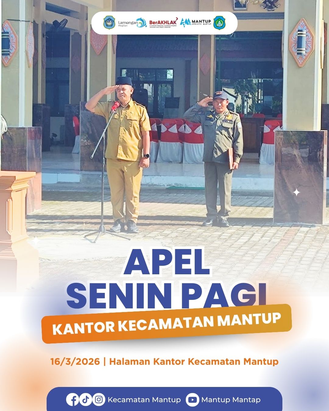 Foto: Apel Senin Pagi, Sekcam Mantup Sampaikan Persiapan Dalam Menyambut Hari Raya Idulfitri