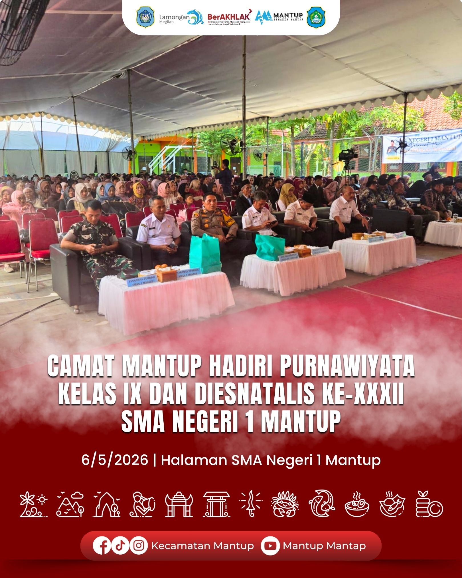 Foto: Camat Mantup Hadiri Purnawiyata Kelas IX dan Diesnatalis Ke-XXXII SMA Negeri 1 Mantup