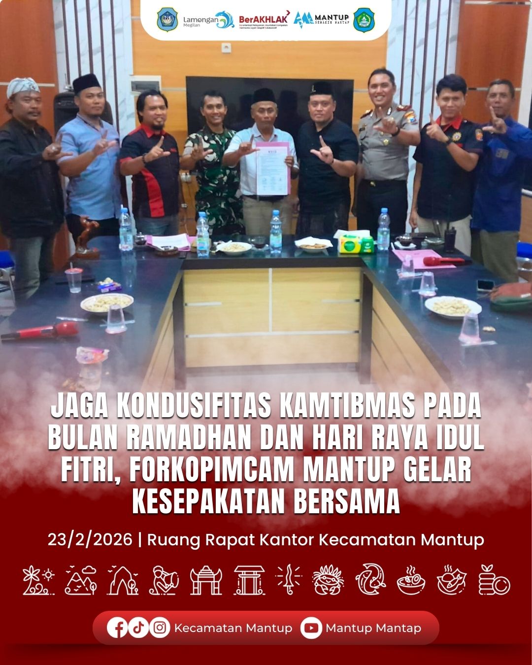 Foto: Jaga Kondusifitas Kamtibmas Pada Bulan Ramadhan dan Hari Raya Idul Fitri 1447 H / 2026 M, Forkopimcam Mantup Gelar Kesepakatan Bersama