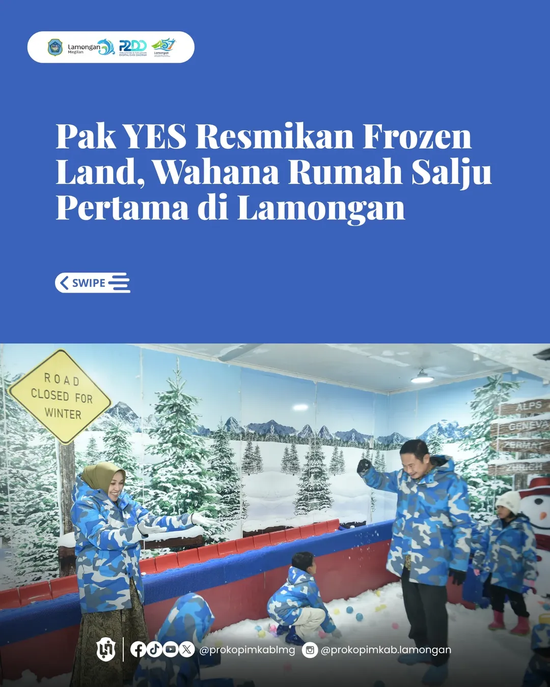 Foto: Pak YES Resmikan Frozen Land, Wahana Rumah Salju Pertama di Lamongan