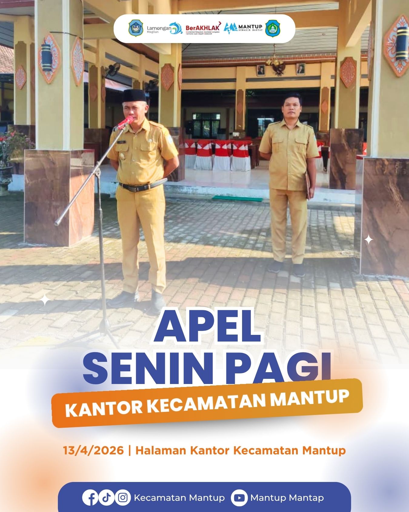 Foto: Apel Senin Pagi, Camat Mantup Sampaikan Persiapan Dalam Menghadapi Kemarau Panjang