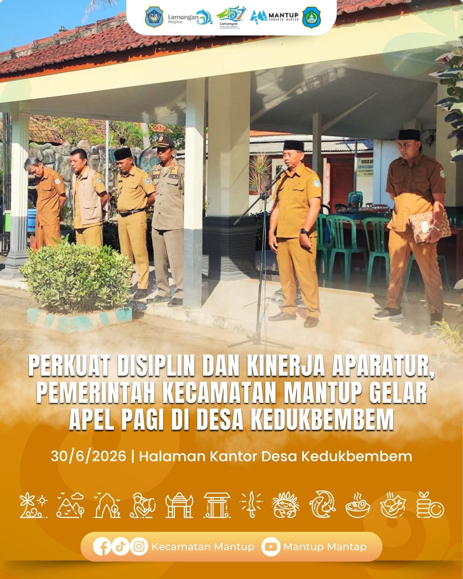 Perkuat Disiplin dan Kinerja Aparatur, Pemerintah Kecamatan Mantup Gelar Apel Pagi di Desa Kedukbembem