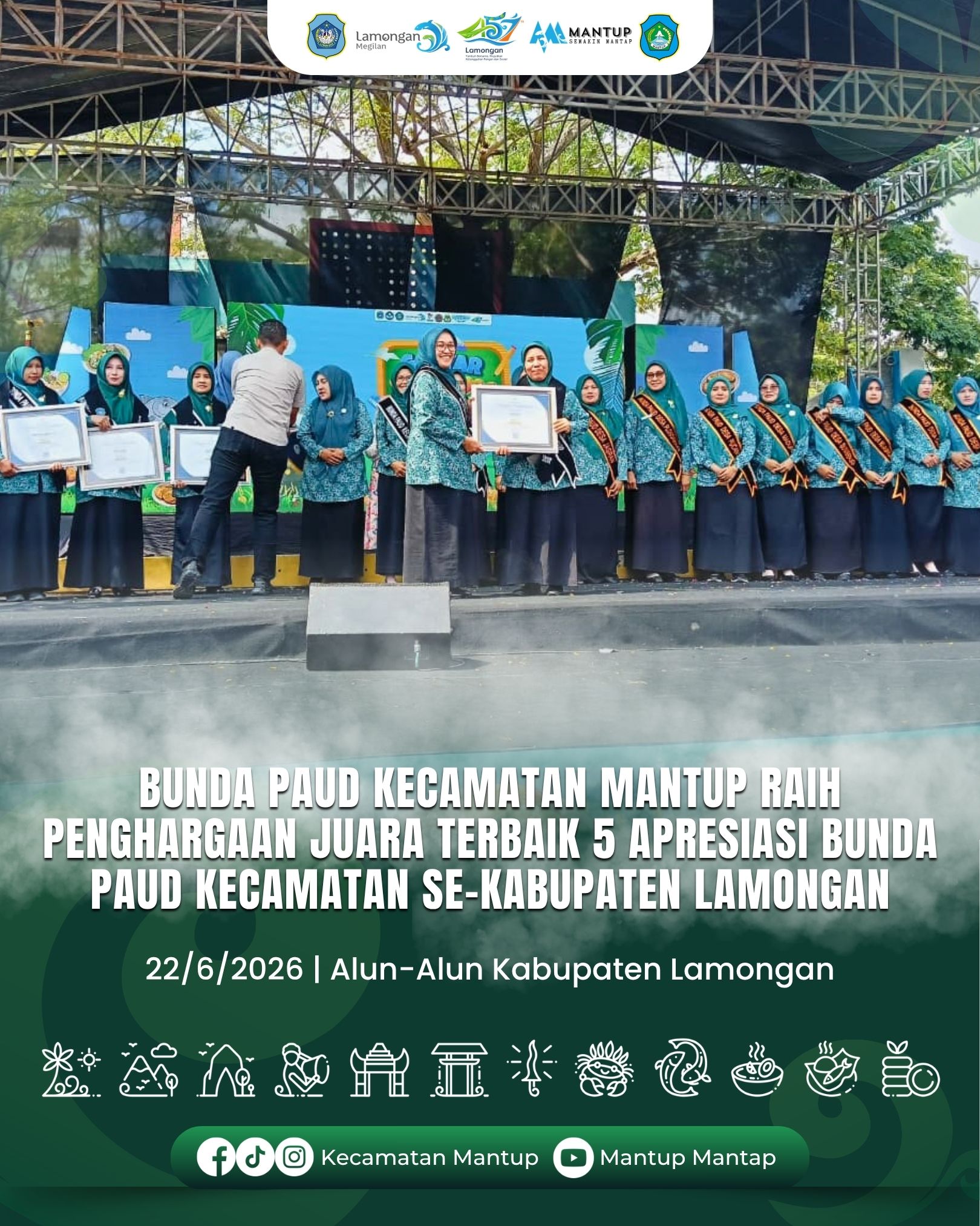 Foto: Bunda PAUD Kecamatan Mantup Raih Penghargaan Juara Terbaik 5 Apresiasi Bunda PAUD Kecamatan se-Kabupaten Lamongan