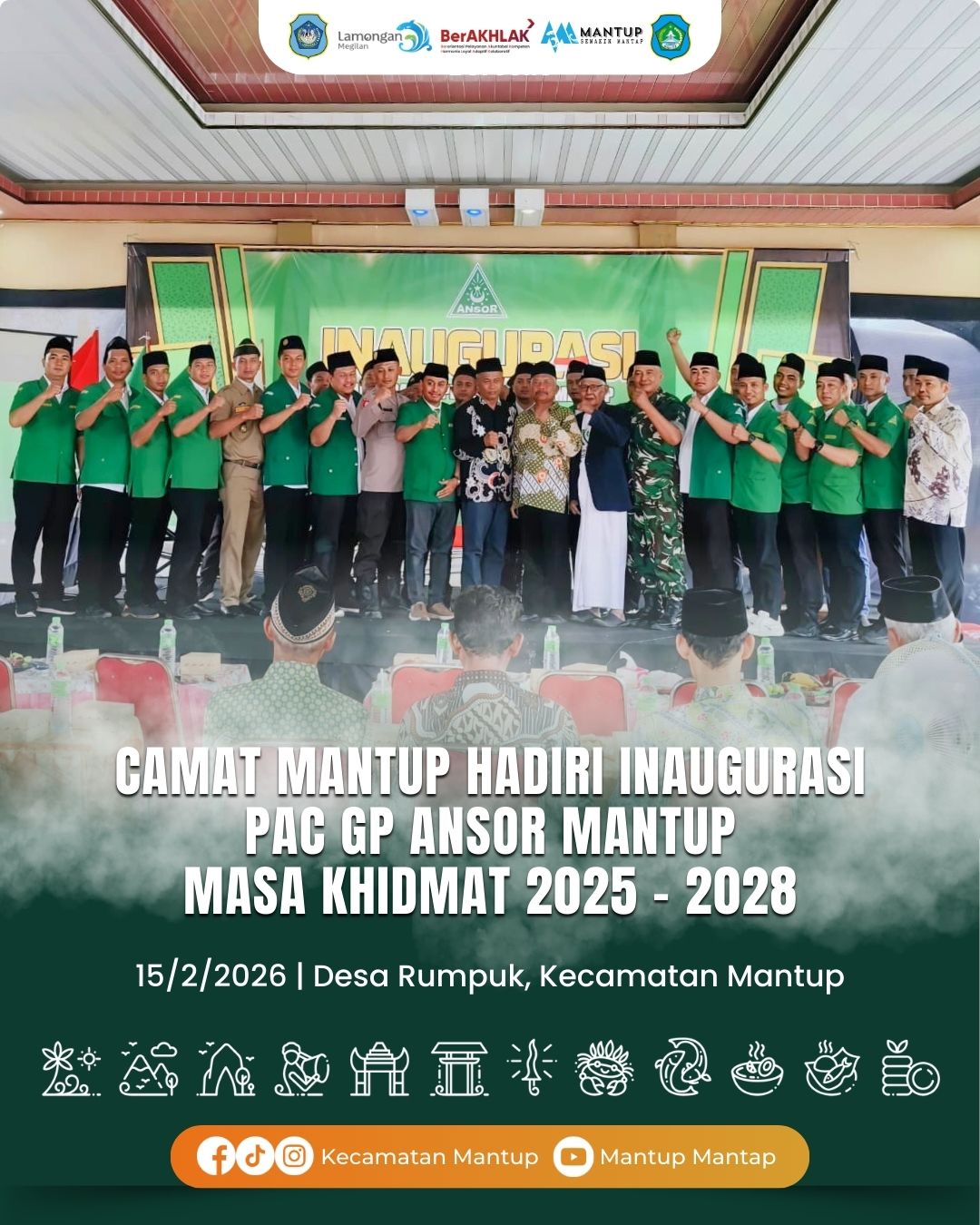 Foto: Camat Mantup Hadiri INAUGURASI PAC GP Ansor Mantup Masa Khidmat 2025 – 2028