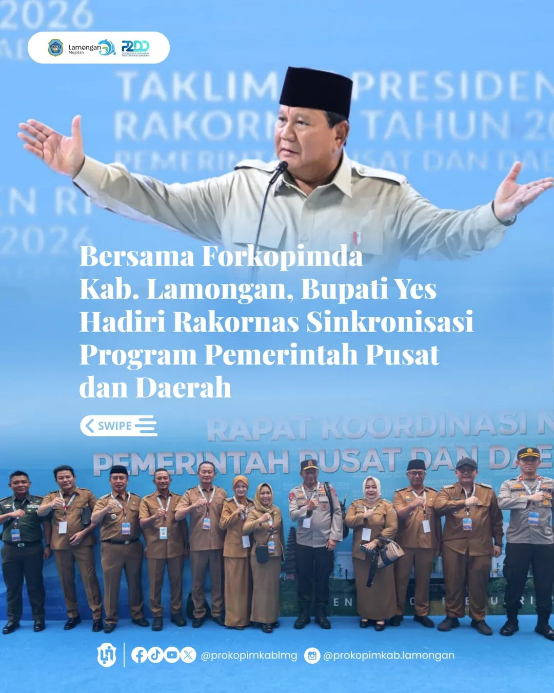 Foto: Bersama Forkopimda Kab. Lamongan, Bupati Yes Hadiri Rakornas Sinkronisasi Program Pemerintah Pusat dan Daerah