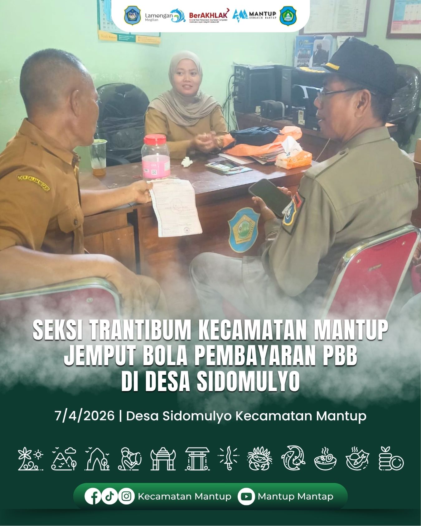 Seksi Trantibum Kecamatan Mantup Jemput Bola Pembayaran PBB di Desa Sidomulyo