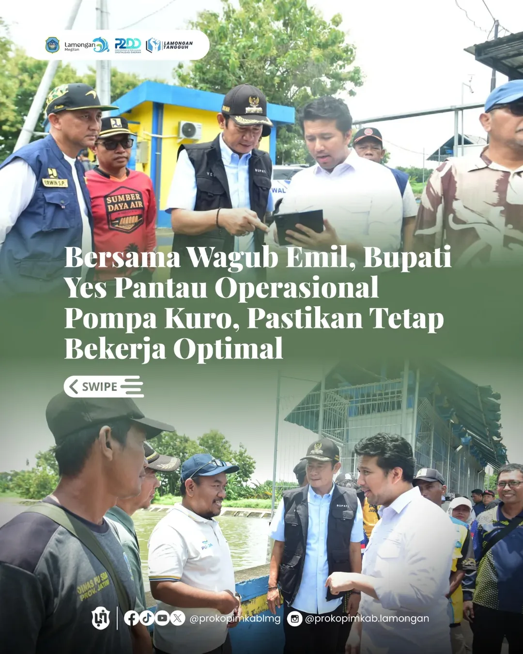Foto: Bersama Wagub Emil, Bupati Yes pantau operasional pompa kuro, pastikan tetap bekerja optimal