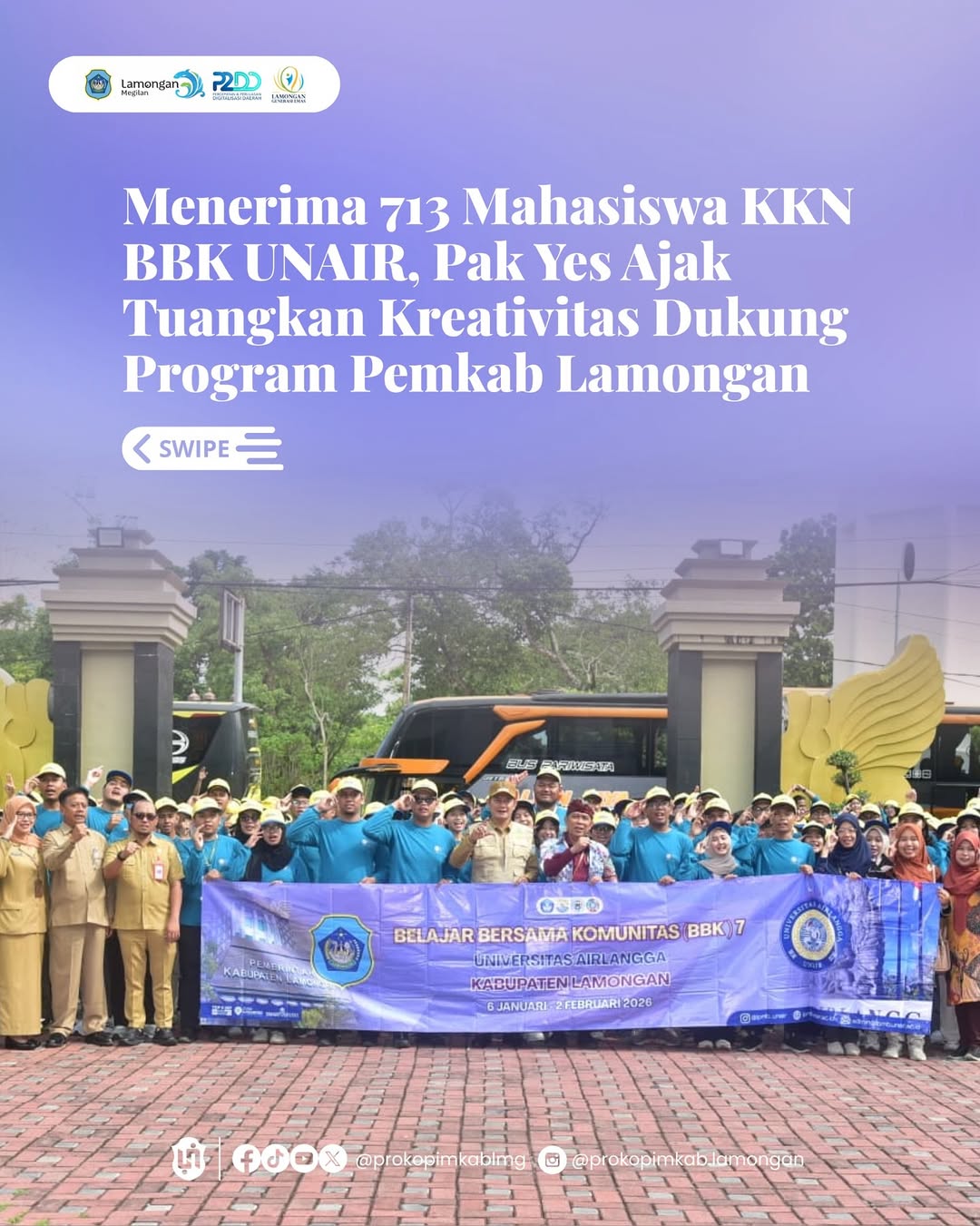 Foto: Menerima 713 Mahasiswa KKN BBK UNAIR, Pak Yes Ajak Tuangkan Kreativitas Dukung Program Pemkab Lamongan
