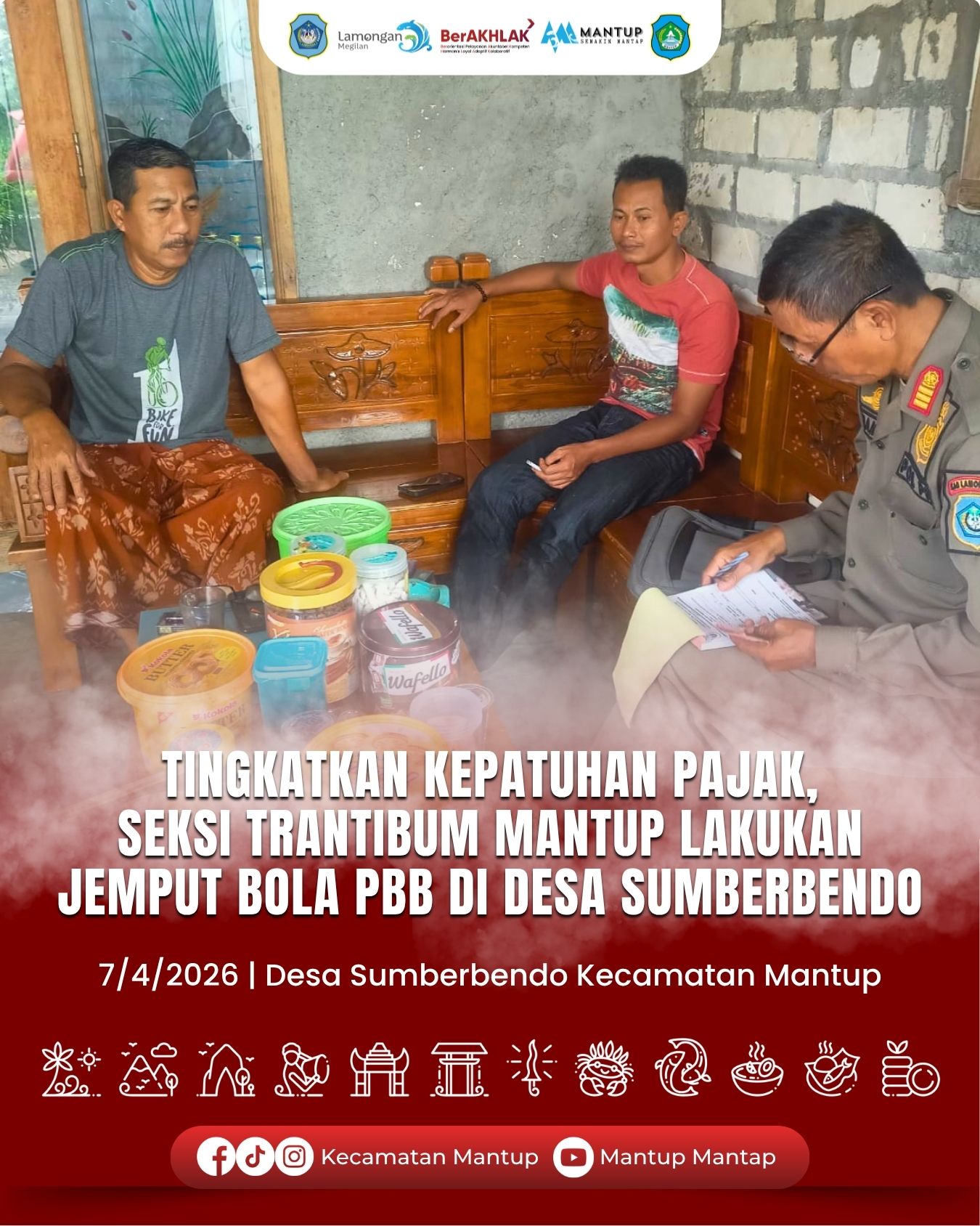 Tingkatkan Kepatuhan Pajak, Seksi Trantibum Mantup Lakukan Jemput Bola PBB di Desa Sumberbendo