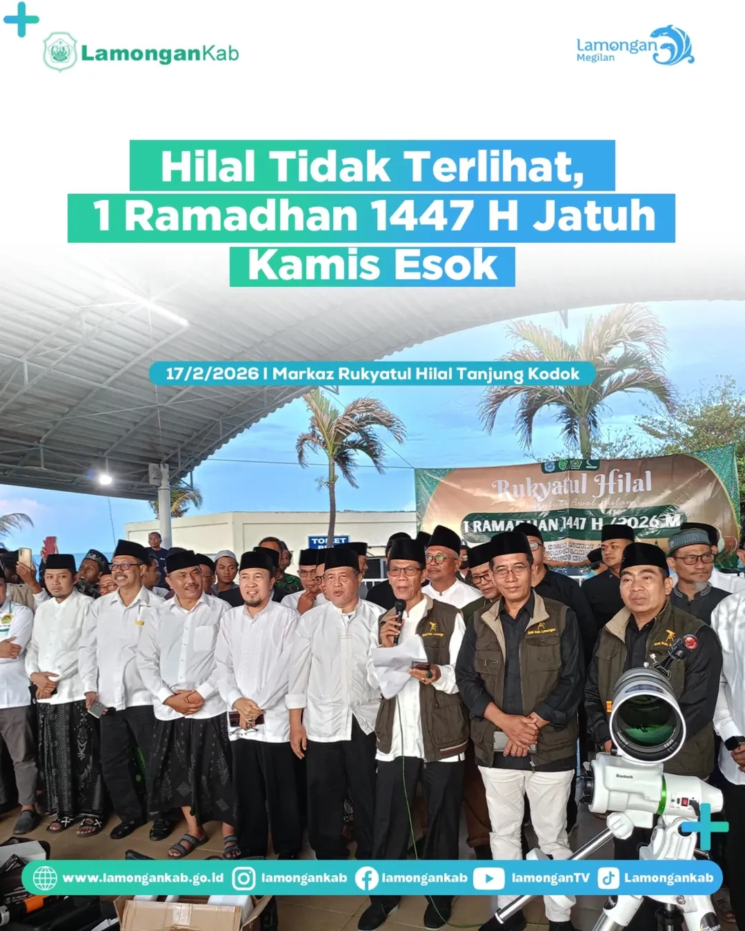 Foto: Hilal Tidak Terlihat, 1 Ramadhan 1447 H Jatuh Kamis Esok