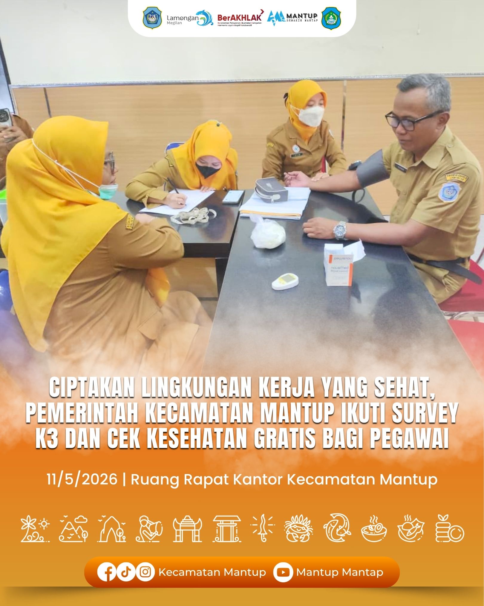 Foto: Ciptakan Lingkungan Kerja Yang Sehat, Pemerintah Kecamatan Mantup Ikuti Survey K3 dan Cek Kesehatan Gratris (CKG) Bagi Pegawai