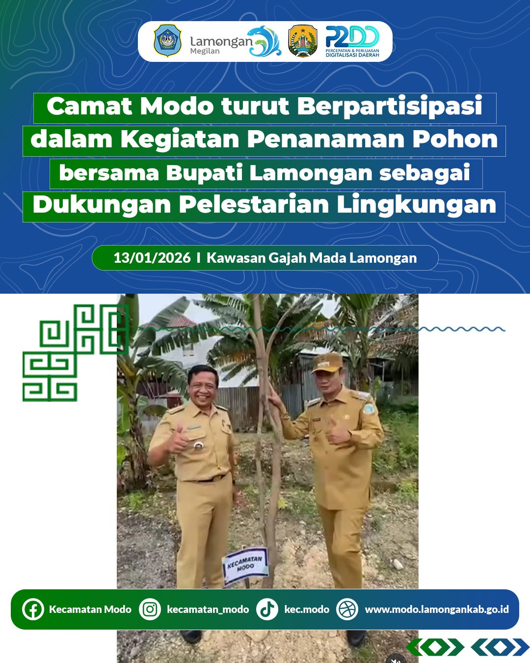 Foto: Camat Modo turut berpartisipasi dalam kegiatan penanaman pohon bersama Bapak Bupati Lamongan