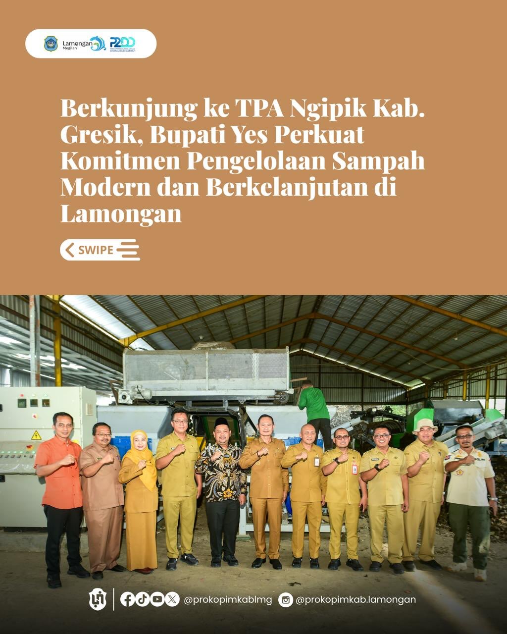 Foto: Berkunjung ke TPA Ngipik Kab. Gresik, Bupati Yes Perkuat Komitmen Pengelolaan Sampah Modern dan Berkelanjutan di Lamongan