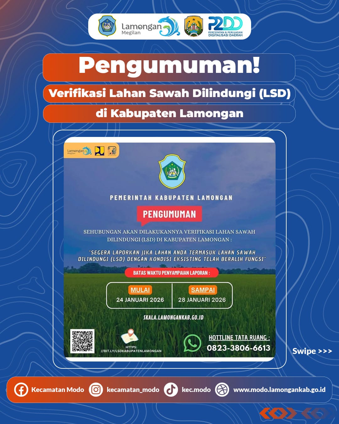Foto: Pengumuman Verifikasi Lahan Sawah Dilindungi (LSD) Tahun 2026 di Kabupaten Lamongan