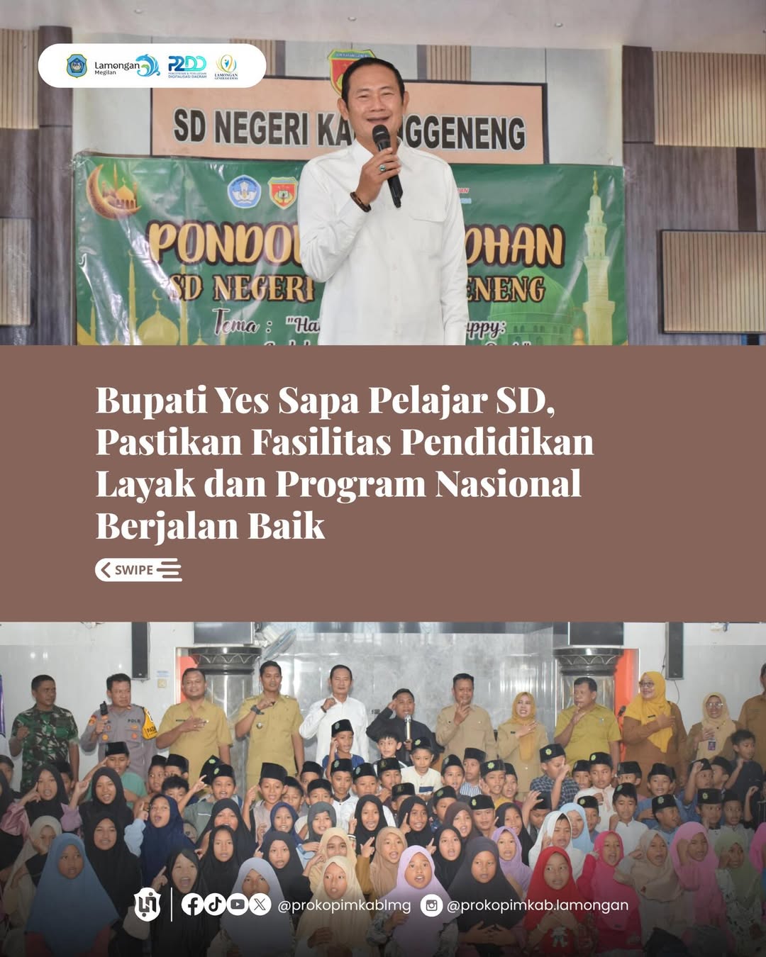 Foto: Bupati Yes Sapa Pelajar SD, Pastikan Fasilitas Pendidikan Layak dan Program Nasional Berjalan Baik