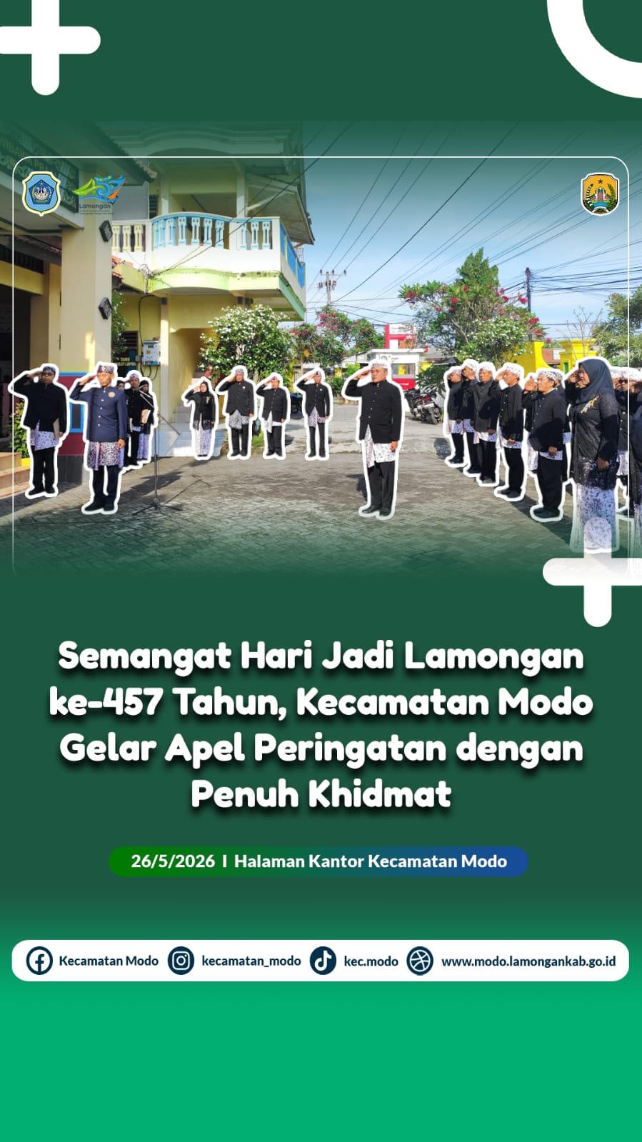 Foto: Semangat Hari Jadi Lamongan ke-457 Tahun, Kecamatan Modo Gelar Apel Peringatan dengan Penuh Khidmat