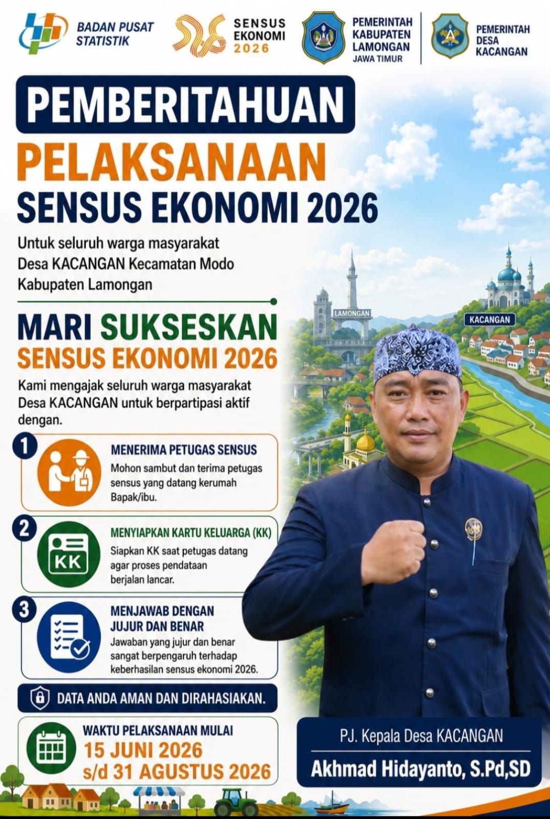 Foto: Pemberitahuan Pelaksanaan Sensus Ekonomi 2026 di Desa Kacangan
