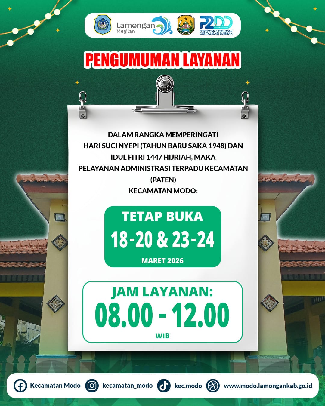 Foto: Pengumuman Layanan Kecamatan Modo