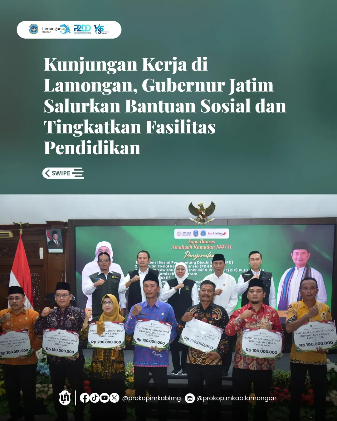 Foto: Kunjungan Kerja di Lamongan, Gubernur Jatim Salurkan Bantuan Sosial dan Tingkatkan Fasilitas Pendidikan