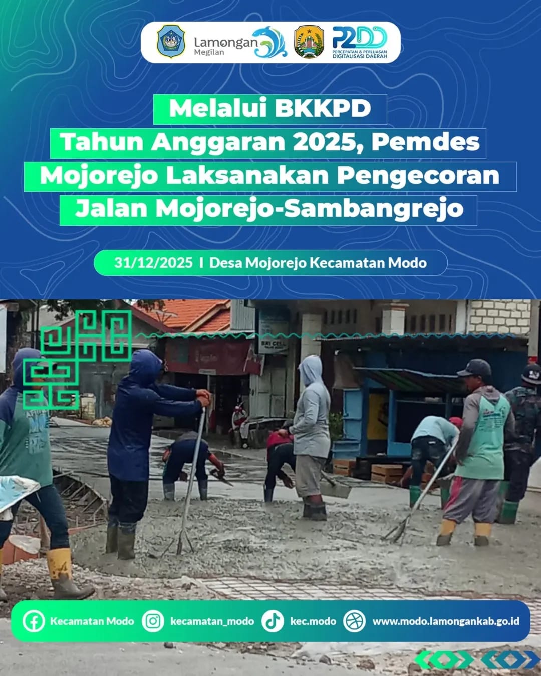 Foto: Melalui BKKPD Tahun Anggaran 2025, Pemdes Mojorejo Laksanakan Pengecoran Jalan Mojorejo-Sambangrejo
