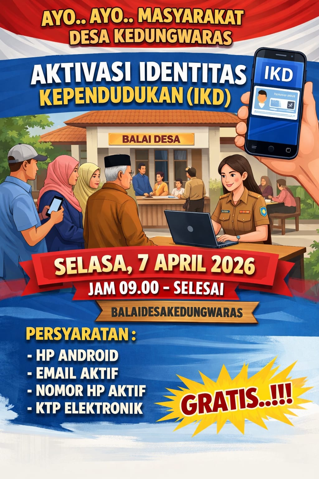 Foto: Jadwal Aktivasi Identitas Kependudukan Digital (IKD) di Desa Kedungwaras
