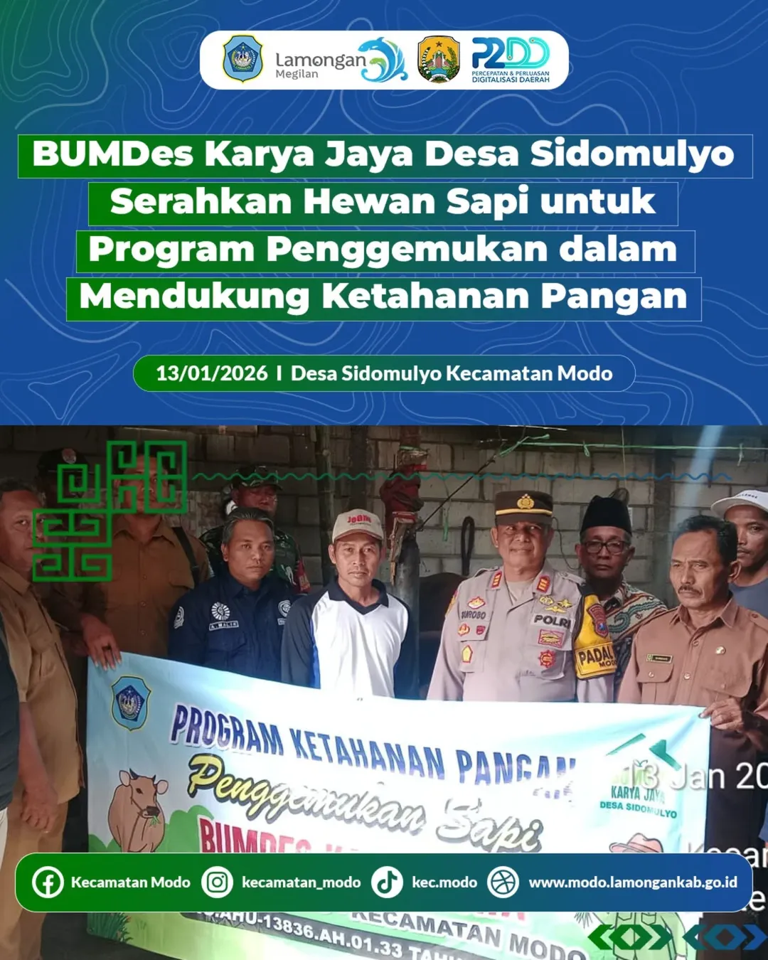 Foto: BUMDes Karya Jaya Desa Sidomulyo Serahkan Hewan Sapi untuk Program Penggemukan dalam Mendukung Ketahanan Pangan