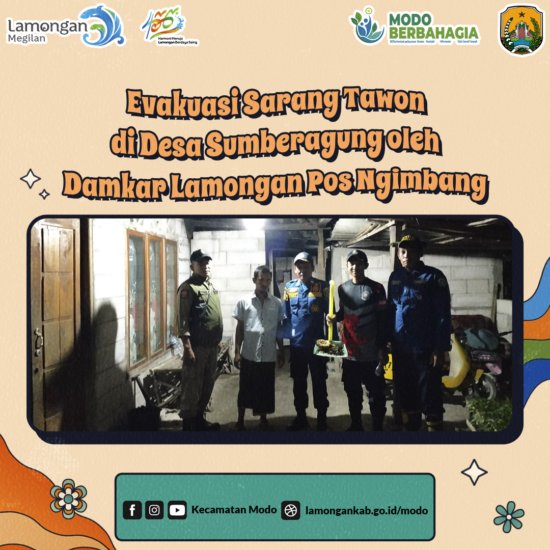 EVAKUASI SARANG TAWON DI DESA SUMBERAGUNG OLEH DAMKAR LAMONGAN POS NGIMBANG