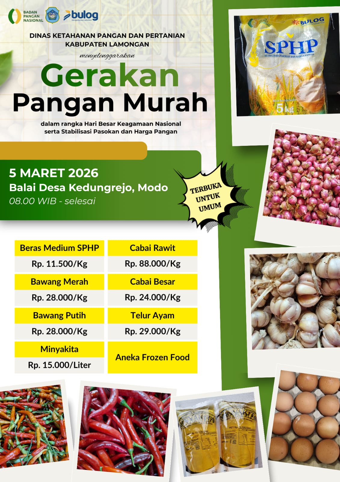 Foto: Ayo di Tumbasi Gerakan Pangan Murah di Desa Kedungrejo