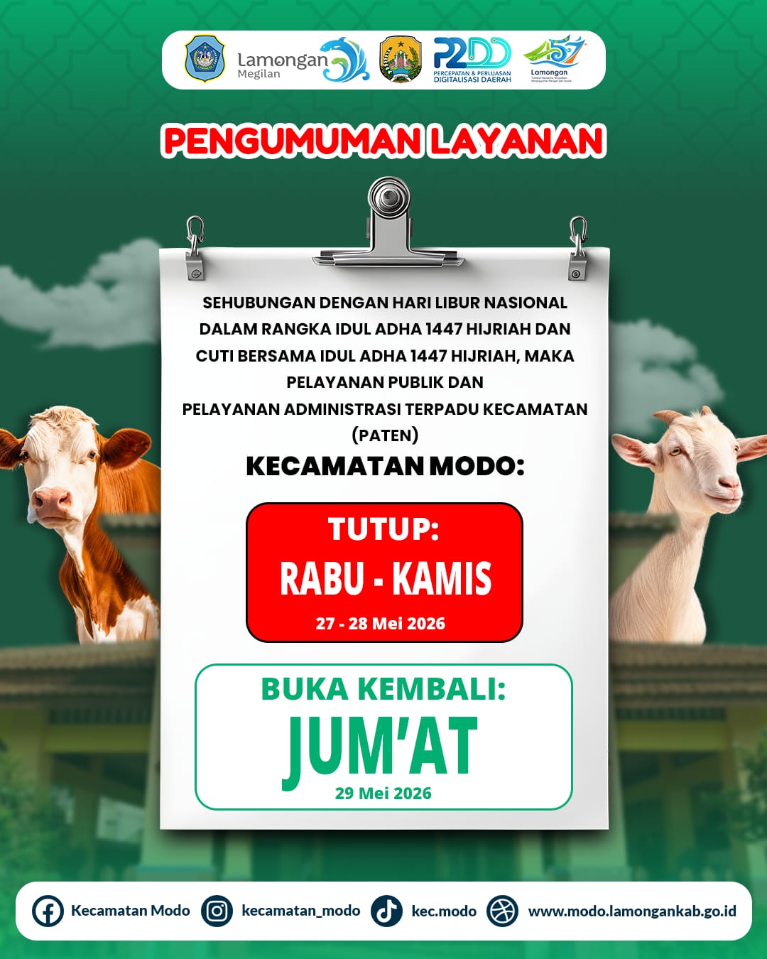 Foto: 📢 PENGUMUMAN LAYANAN KECAMATAN MODO 📢