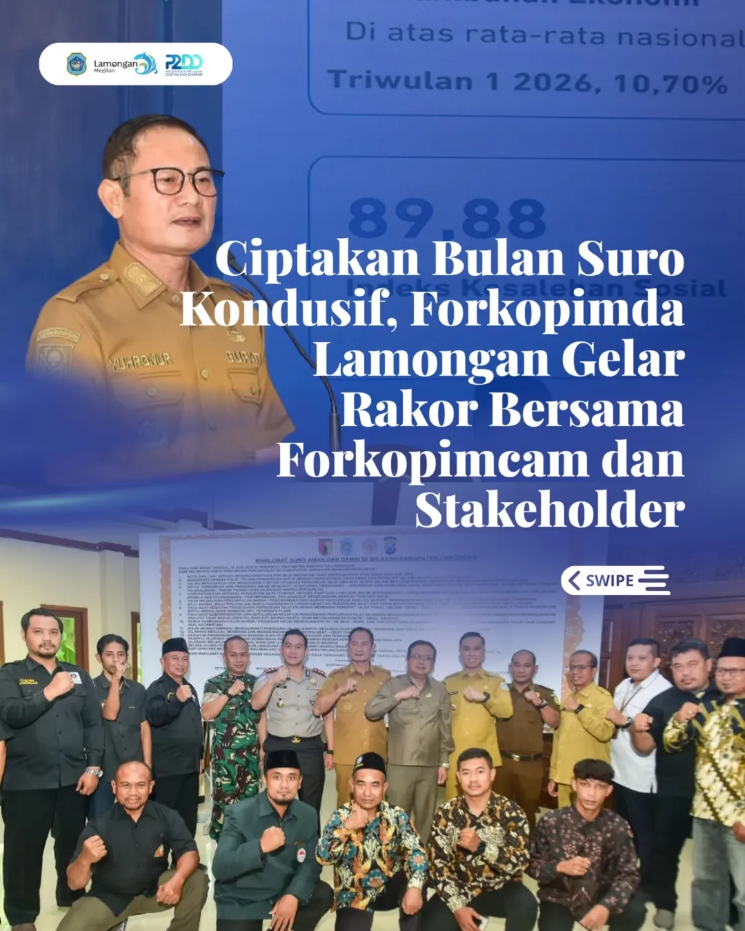 Foto: Ciptakan Bulan Suro Kondusif, Forkopimda Lamongan Gelar Rakor Bersama Forkopimcam dan Stakeholder