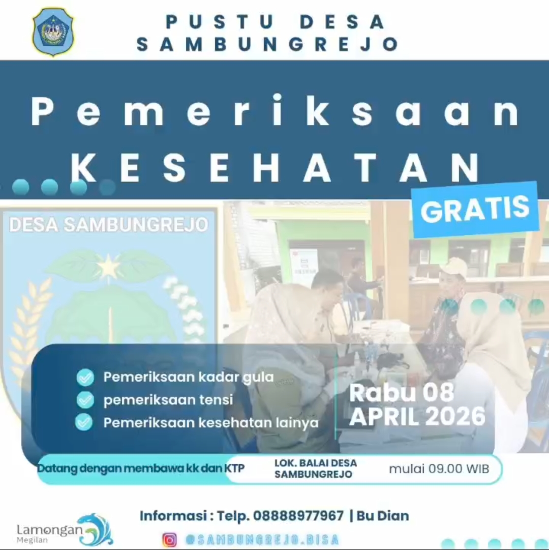 Foto: Ayoo Hadiri !!! Jadwal Pemeriksaan Kesehatan Gratis di Desa Sambungrejo