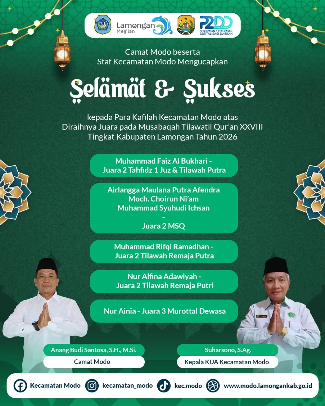 Foto: Selamat & Sukses untuk Para Kafilah Kecamatan Modo
