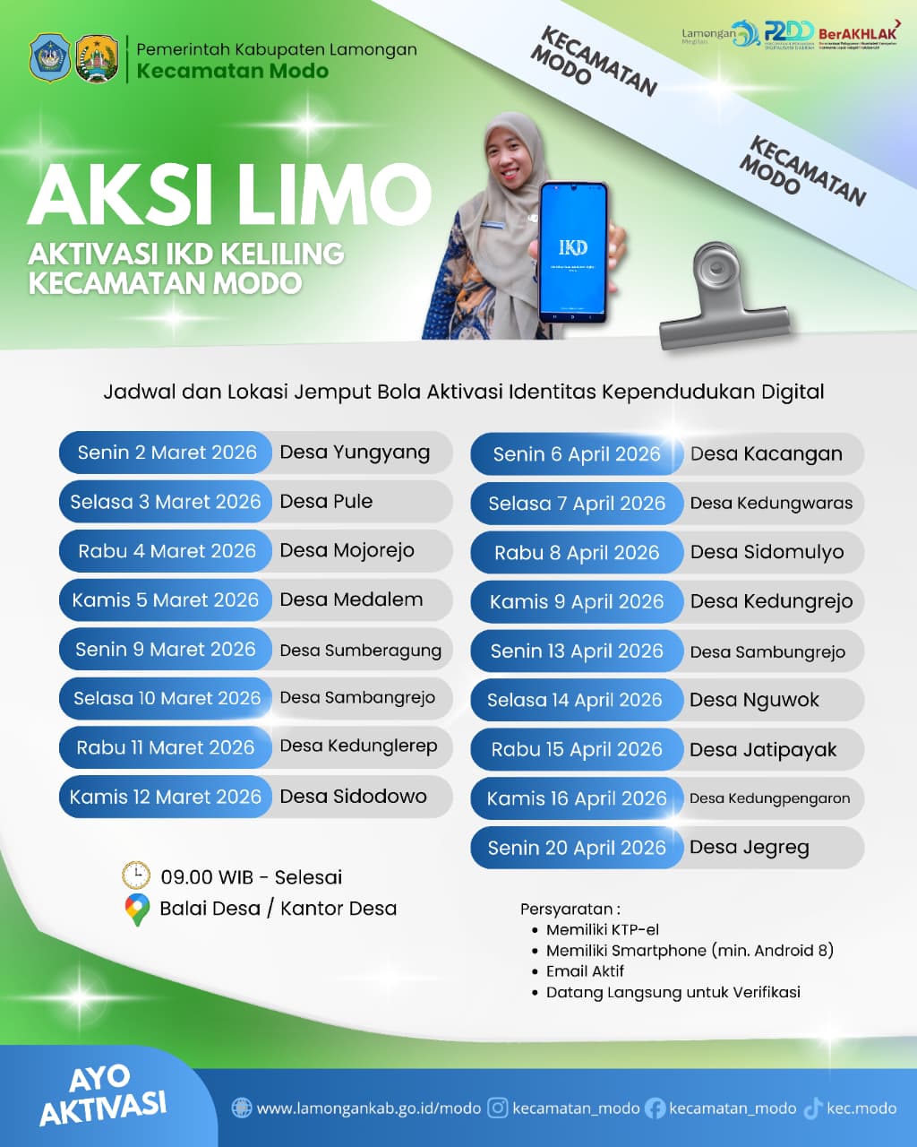Foto: Jadwal AKSI LIMO – Aktivasi IKD Keliling Kecamatan Modo