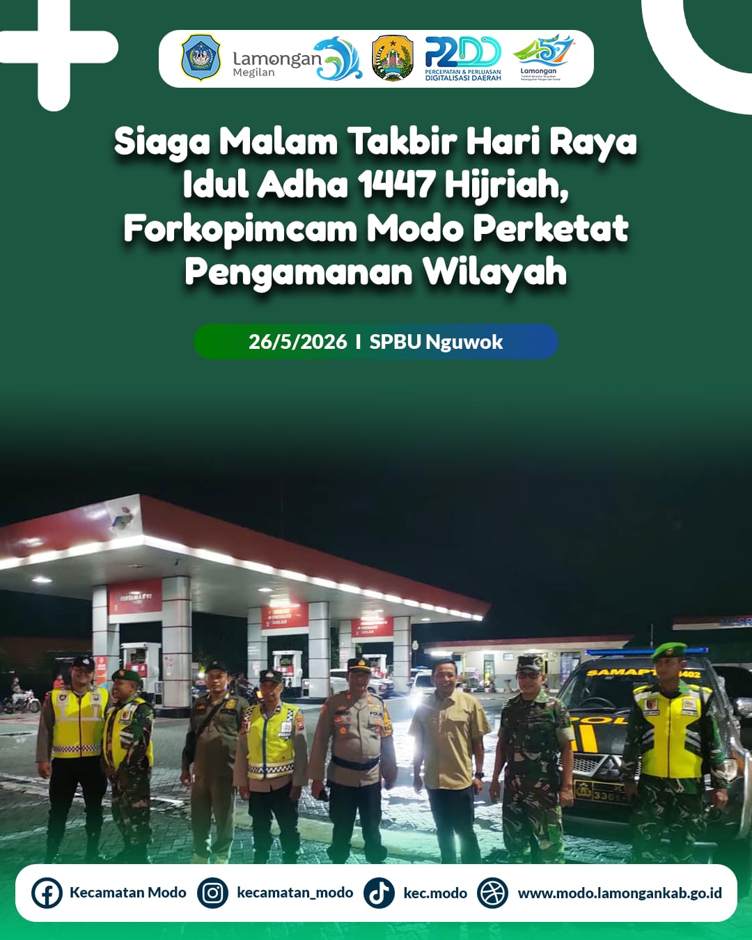 Foto: Siaga Malam Takbir Hari Raya Idul Adha 1447 Hijriah, Forkopimcam Modo Perketat Pengamanan Wilayah