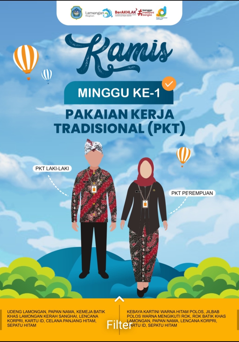 Foto: Kamis Minggu Pertama Mengenakan PKT (Pakian Kerja Tradisional)
