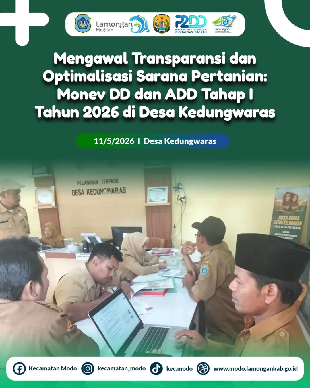Foto: Mengawal Transparansi dan Optimalisasi Sarana Pertanian: Monitoring dan Evaluasi DD & ADD Tahap I Tahun 2026 di Desa Kedungwaras Kecamatan Modo