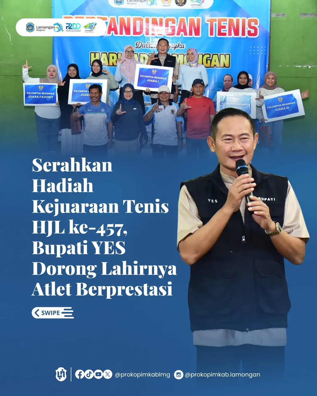 Foto: Serahkan Hadiah Kejuaraan Tenis HJL ke-457, Bupati YES Dorong Lahirnya Atlet Berprestasi