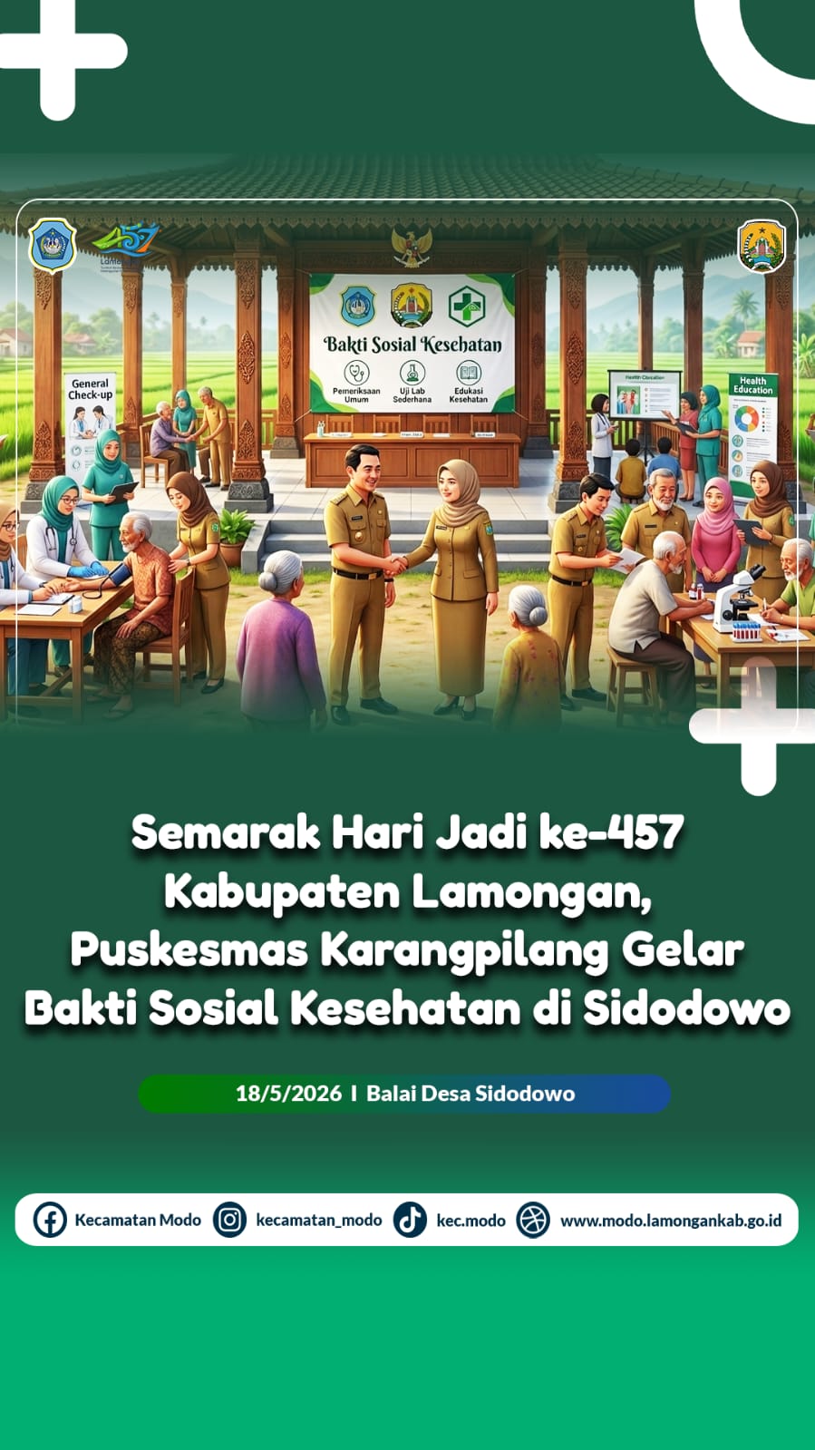 Foto: Semarak Hari Jadi ke-457 Kabupaten Lamongan, Puskesmas Karangpilang Gelar Bakti Sosial Kesehatan di Sidodowo