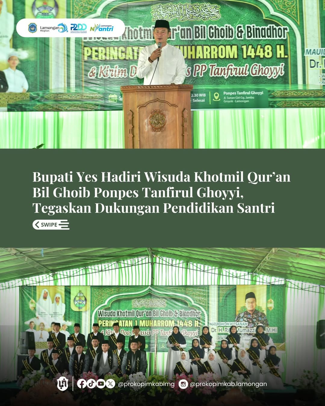 Foto: Bupati Yes Hadiri Wisuda Khotmil Qur’an Bil Ghoib Ponpes Tanfirul Ghoyyi, Tegaskan Dukungan Pendidikan Santri