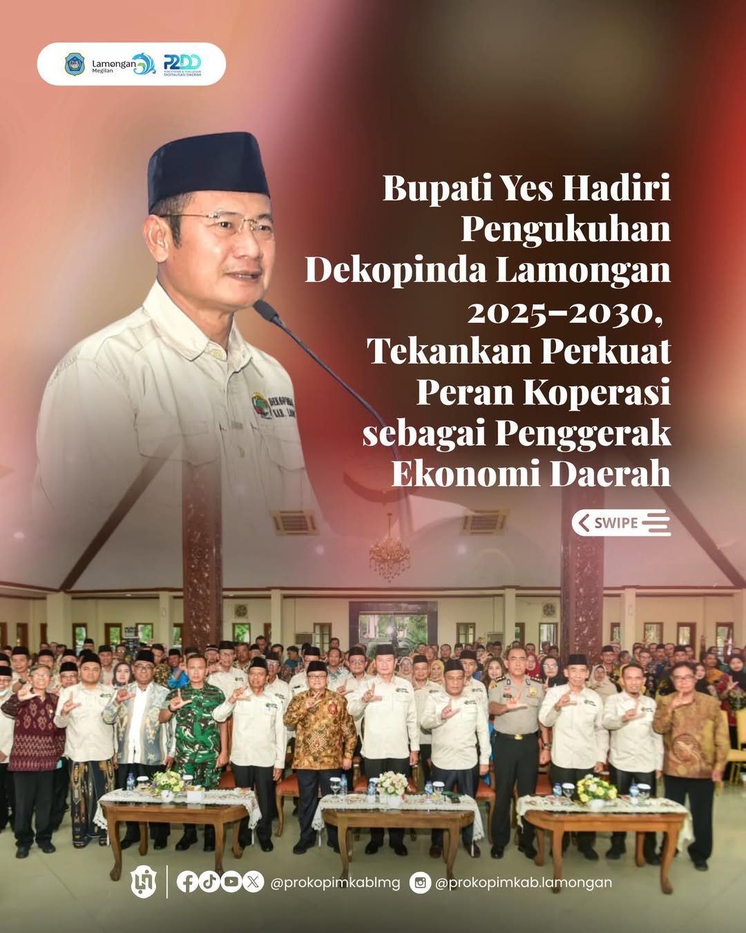 Foto: Bupati Yes Hadiri Pengukuhan Dekopinda Lamongan 2025–2030, Tekankan Perkuat Peran Koperasi sebagai Penggerak Ekonomi Daerah