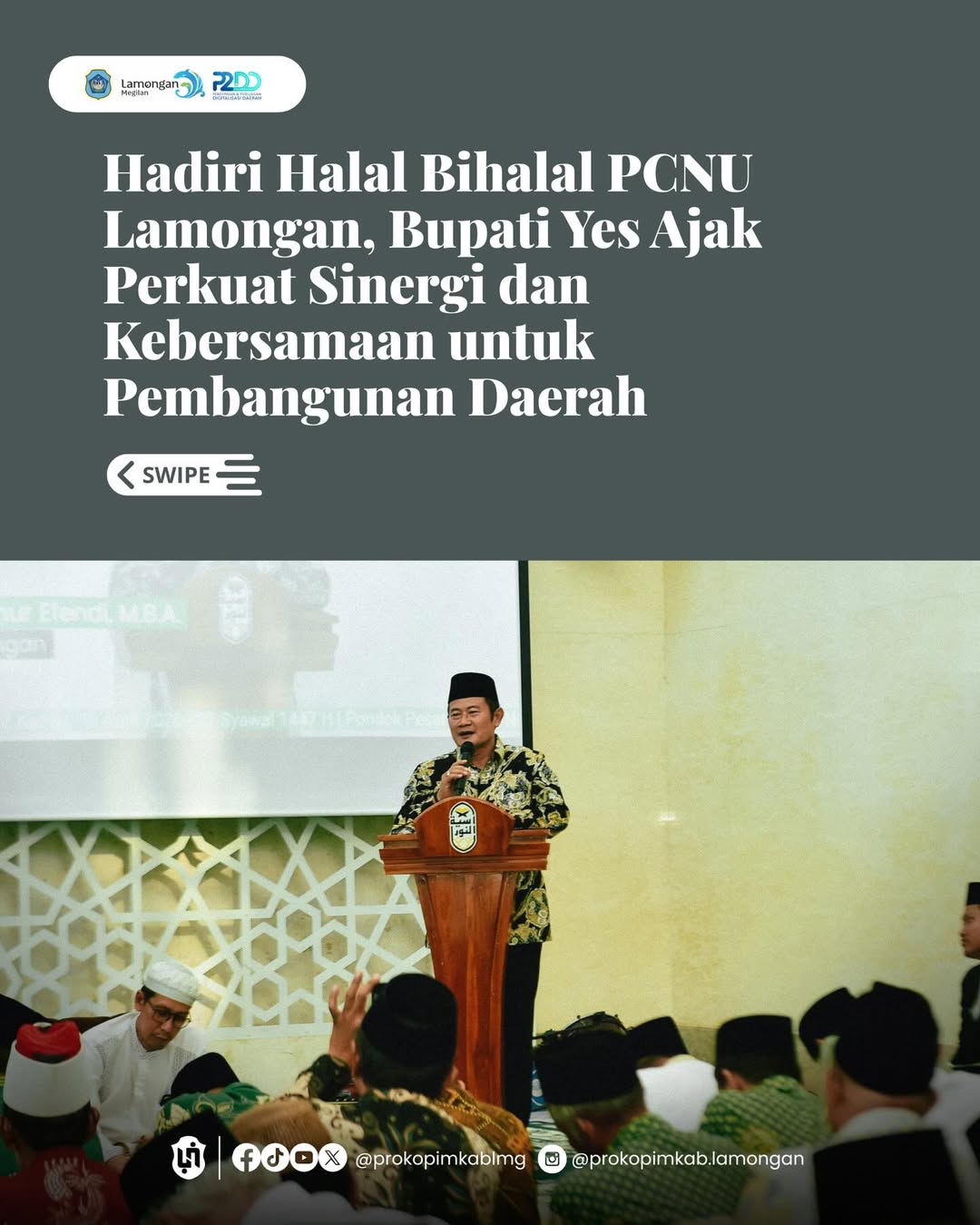 Foto: Hadiri Halal Bihalal PCNU Lamongan, Bupati Yes Ajak Perkuat Sinergi dan Kebersamaan untuk Pembangunan Daerah