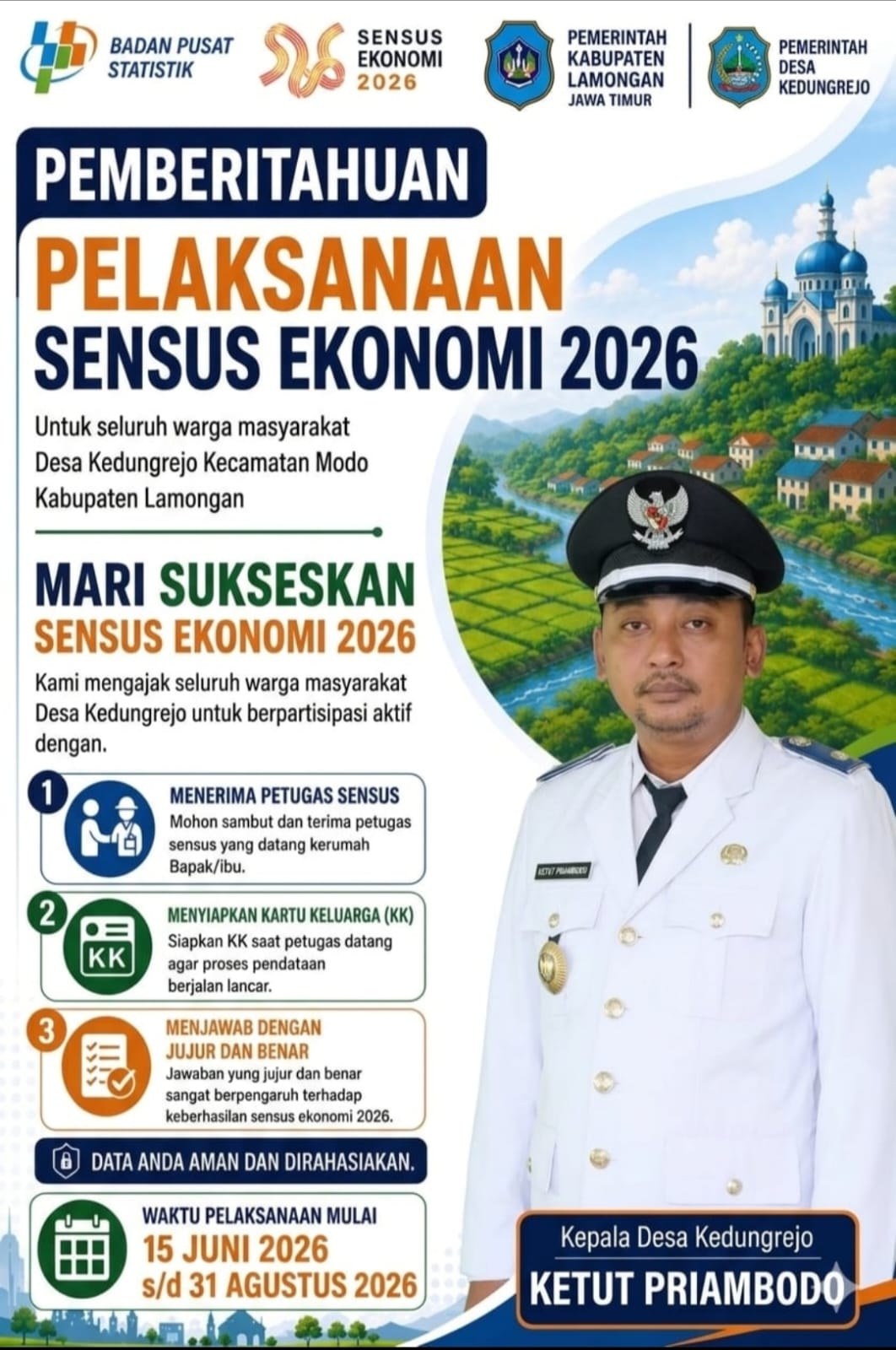 Foto: Pemberitahuan Pelaksanaan Sensus Ekonomi 2026 di Desa Kedungrejo